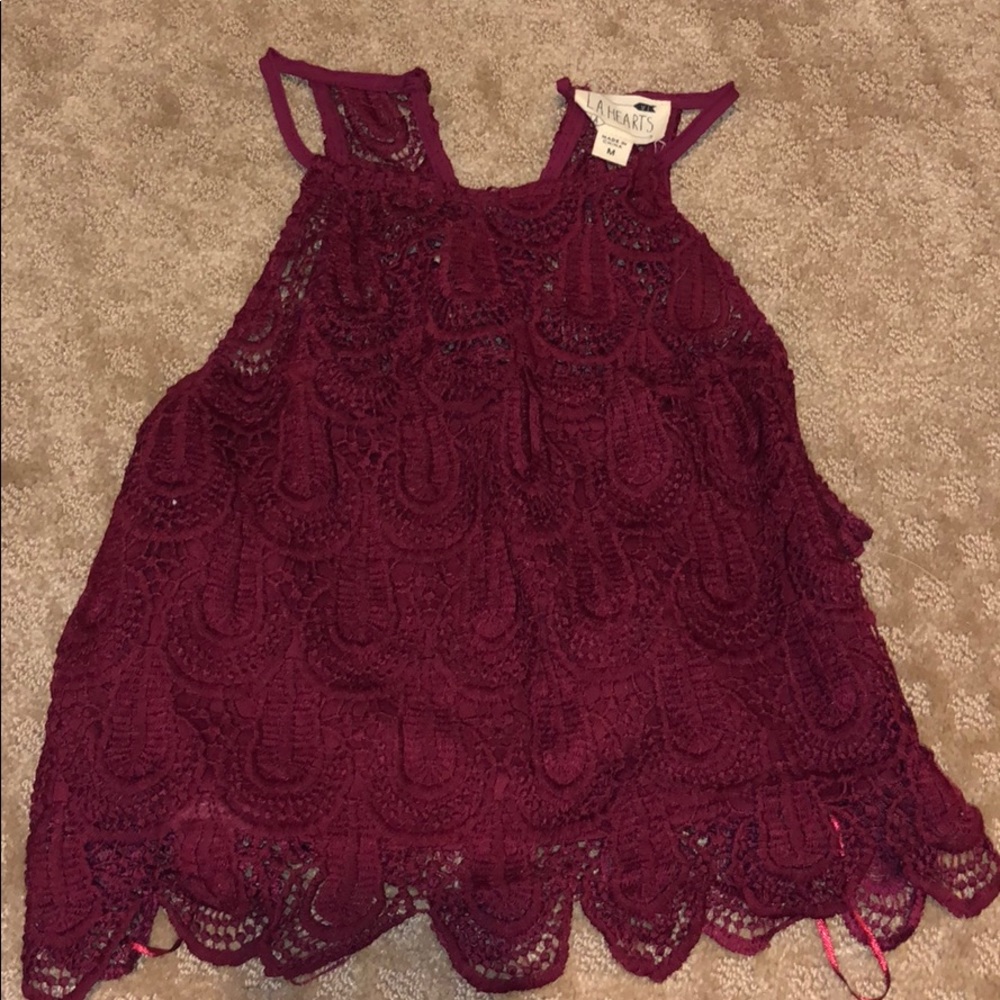 lace maroon crop top